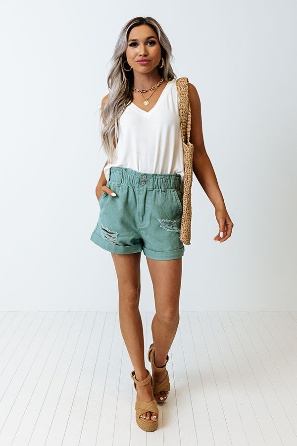 The Gentry High Waist Distressed Shorts In Pear