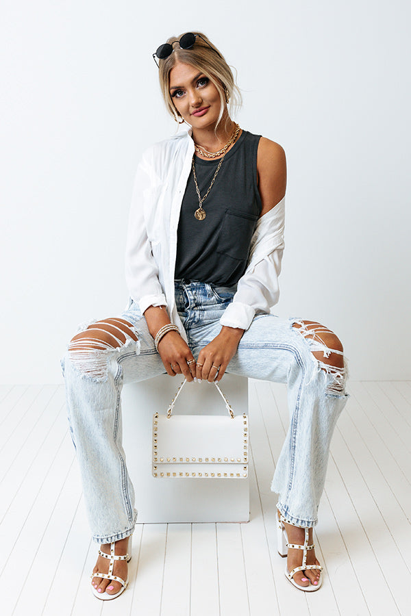 Turn Up The Tunes Shift Tank In Vintage Black Image - 1