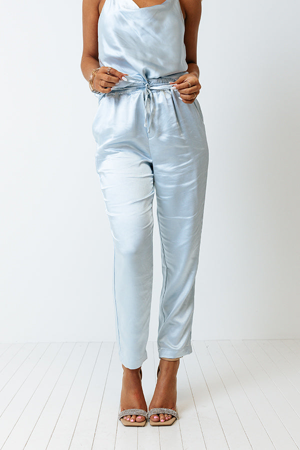 Go To Glam Satin Pants In Sky Blue