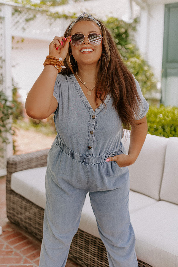 Travel Around The World Chambray Jumpsuit Curves Image - 1