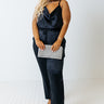 Go To Glam Satin Pants In Navy Curves Image - 1