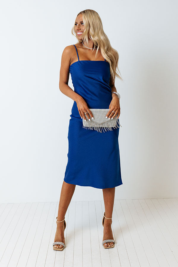 Paris Strolls Satin Midi In Royal Blue Image - 1