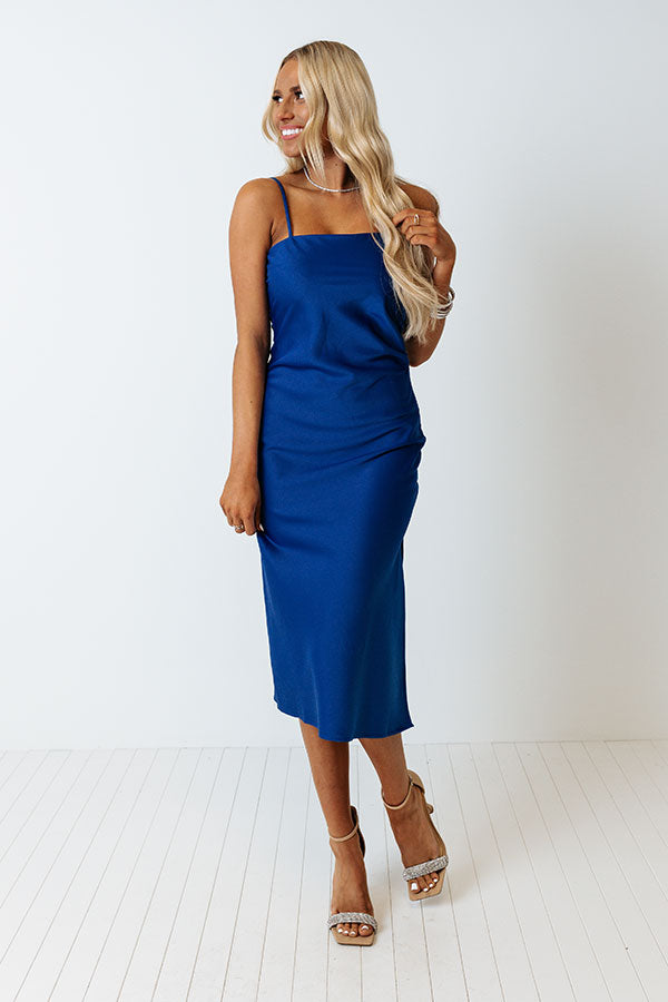 Paris Strolls Satin Midi In Royal Blue Image - 2