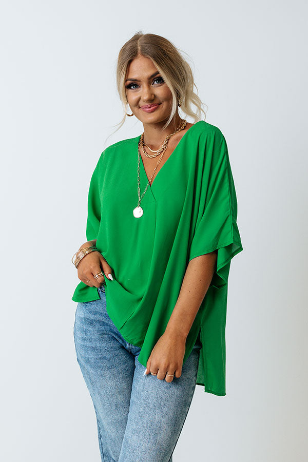 Trendy City Shift Top In Kelly Green – Impressions Online