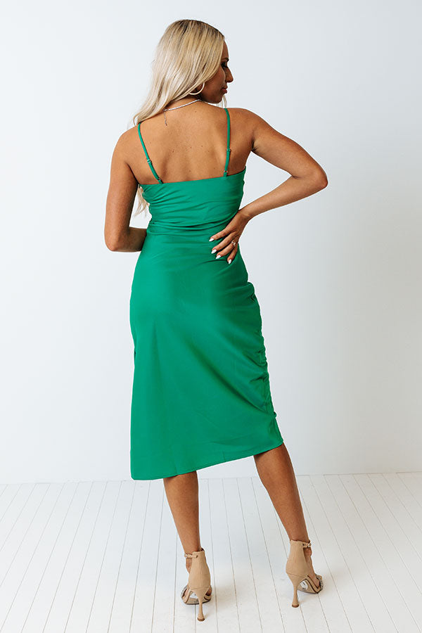 Paris Strolls Satin Midi In Emerald Image - 4