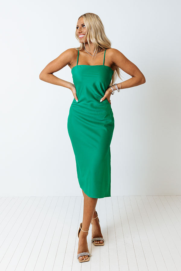 Paris Strolls Satin Midi In Emerald Image - 1
