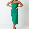 Paris Strolls Satin Midi In Emerald Image - 1