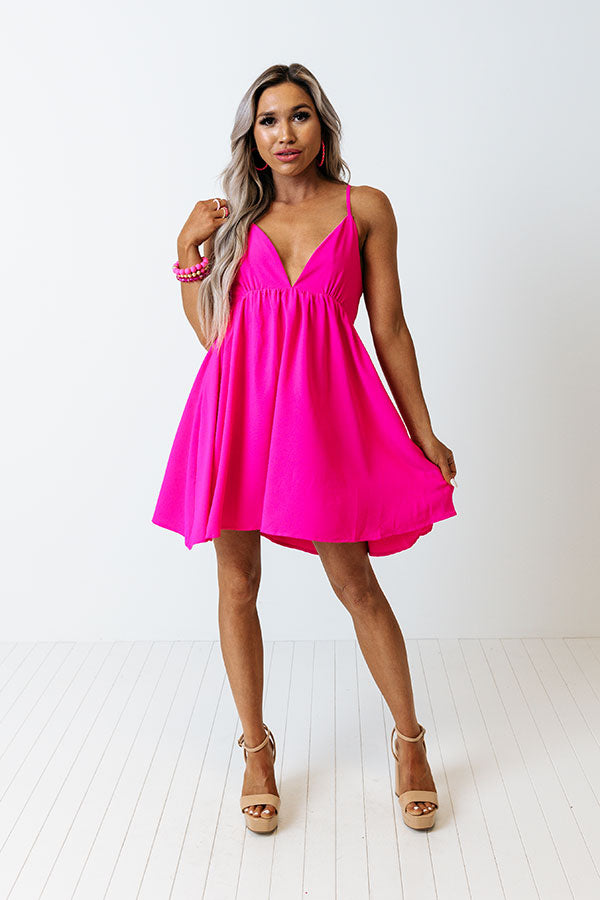 Pairs Well With Prosecco Babydoll Dress In Hot Pink Image - 4
