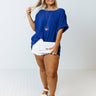 Champagne And Peonies Shift Top In Royal Blue Curves Image - 1