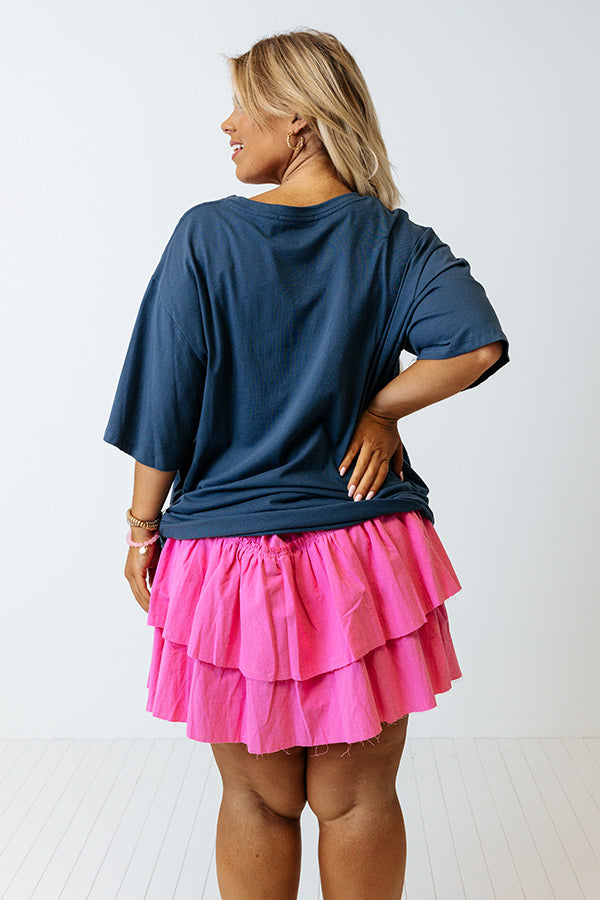 America Graphic Distressed Boyfriend Tee in Navy Curves Image - 4