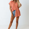 Cooler Waters Button Up Top In Rustic Rose Image - 1