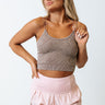 Stylish Space Ribbed Crop Top Image - 1