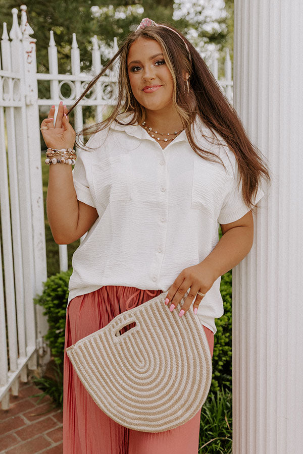 Cooler Waters Button Up Top In Cream Curves Image - 1