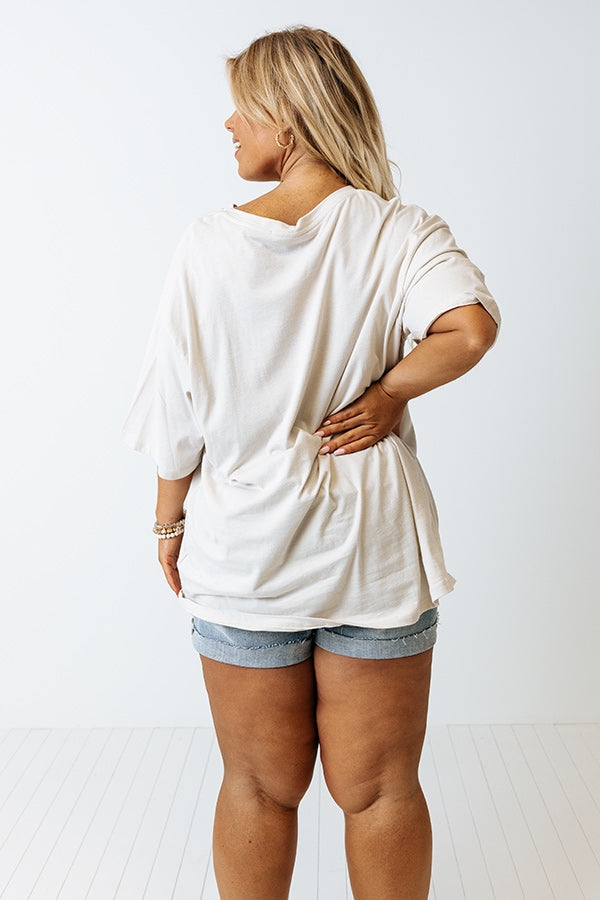 America Graphic Distressed Boyfriend Tee in Light Beige Curves Image - 4