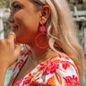 Weekend By The Coast Hoop Earrings In Hot Pink Image - 1