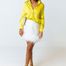 Plan For Success Satin Button Up In Neon Yellow Image - 1