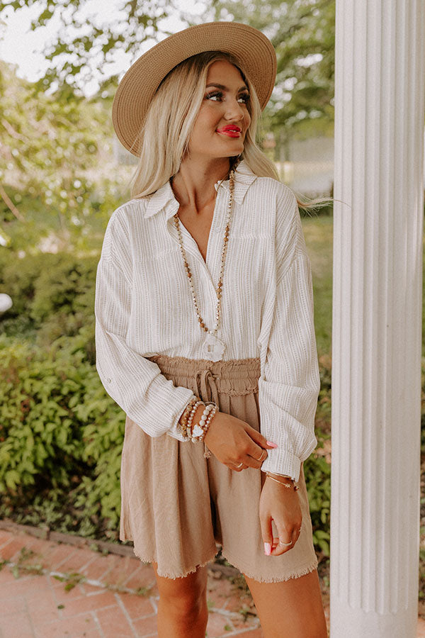 Newport Look Button Up Top in Iced Latte Image - 1