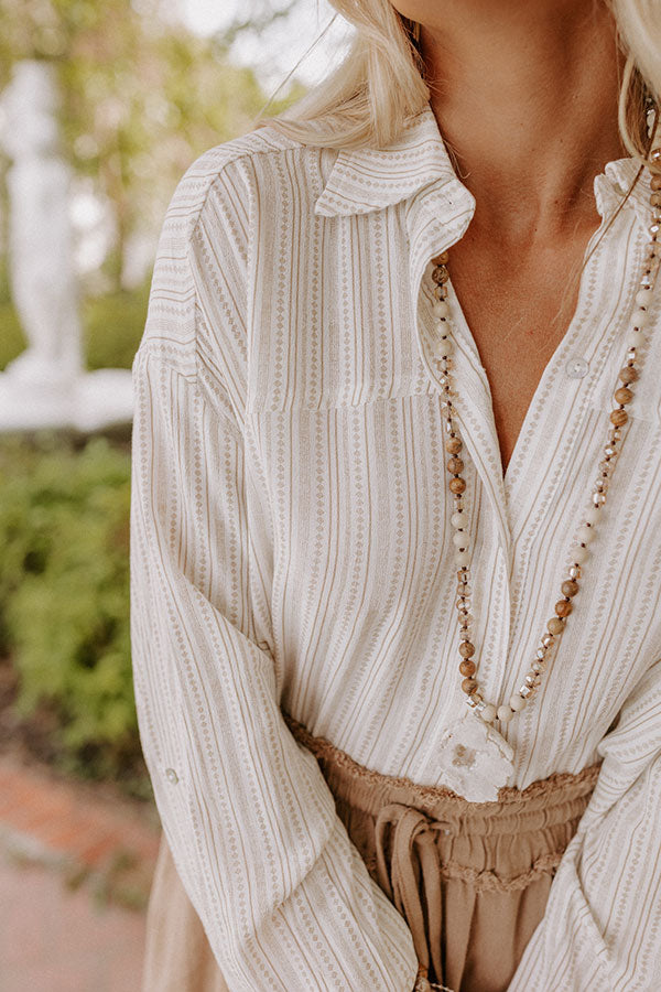 Newport Look Button Up Top in Iced Latte Image - 4