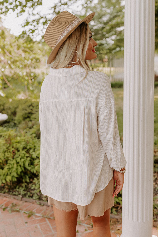 Newport Look Button Up Top in Iced Latte Image - 5