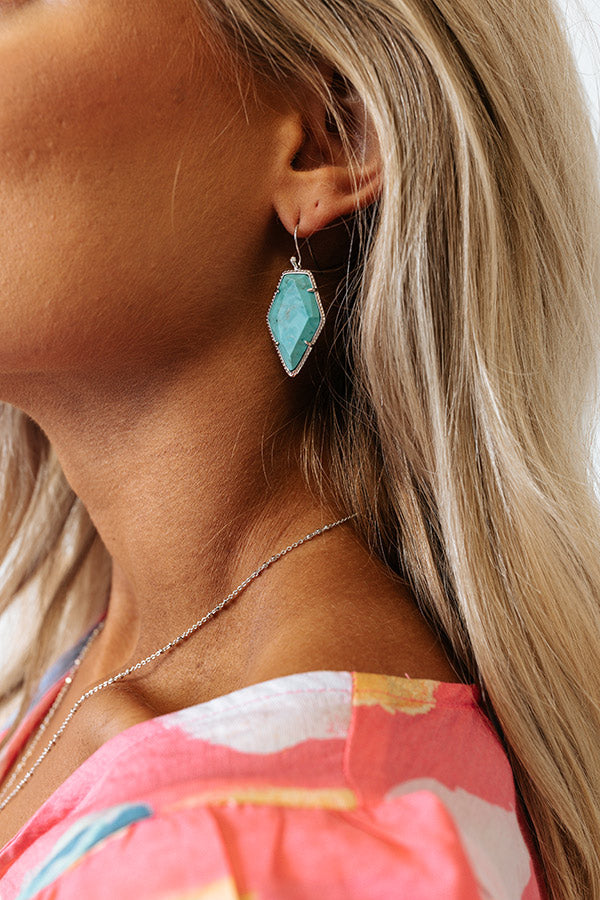 Kendra Scott Framed Tessa Silver Drop Earrings in Variegated Turquoise Magnesite Image - 2