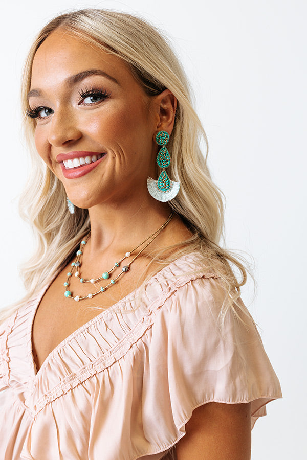 Austin Outing Beaded Earrings In Turquoise