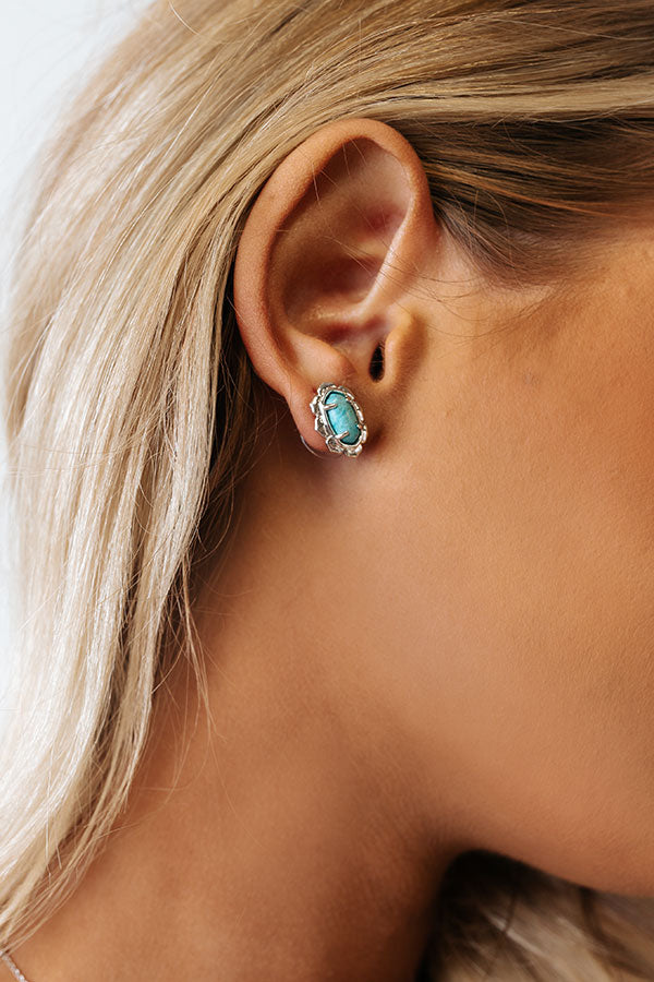 Kendra Scott Piper Silver Stud Earrings in Variegated Turquoise