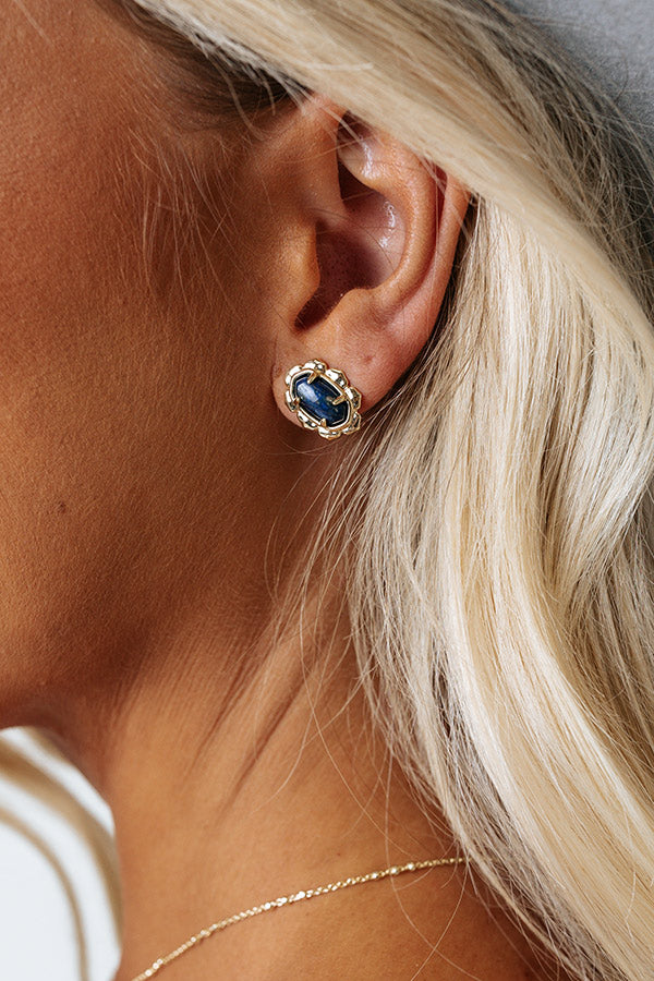 Kendra Scott Piper Gold Stud Earrings in Blue Lapis