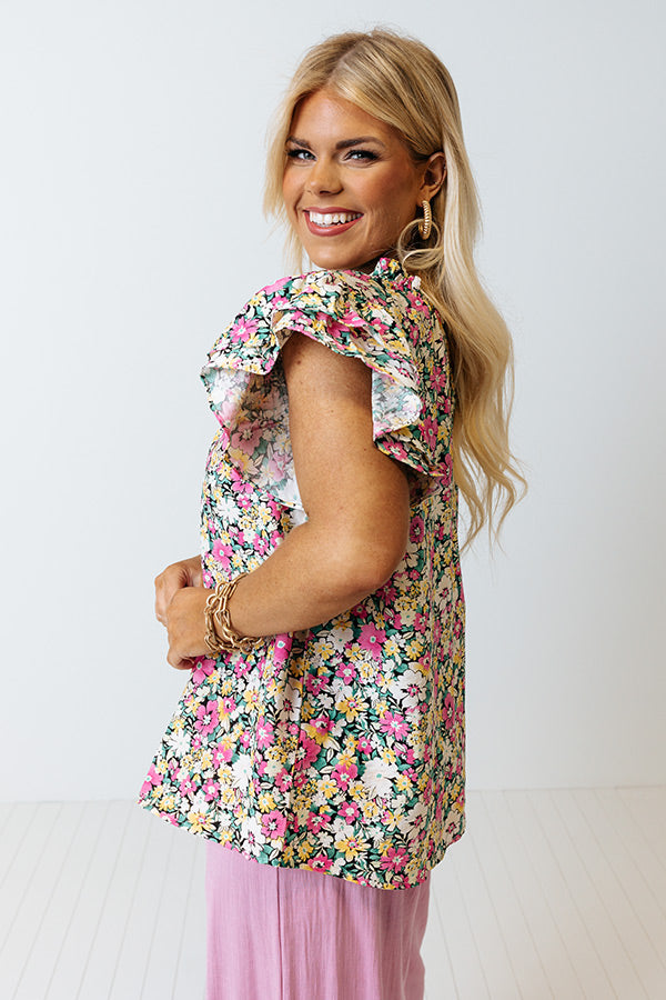 Stay Steady Floral Shift Top In Black Curves Image - 4