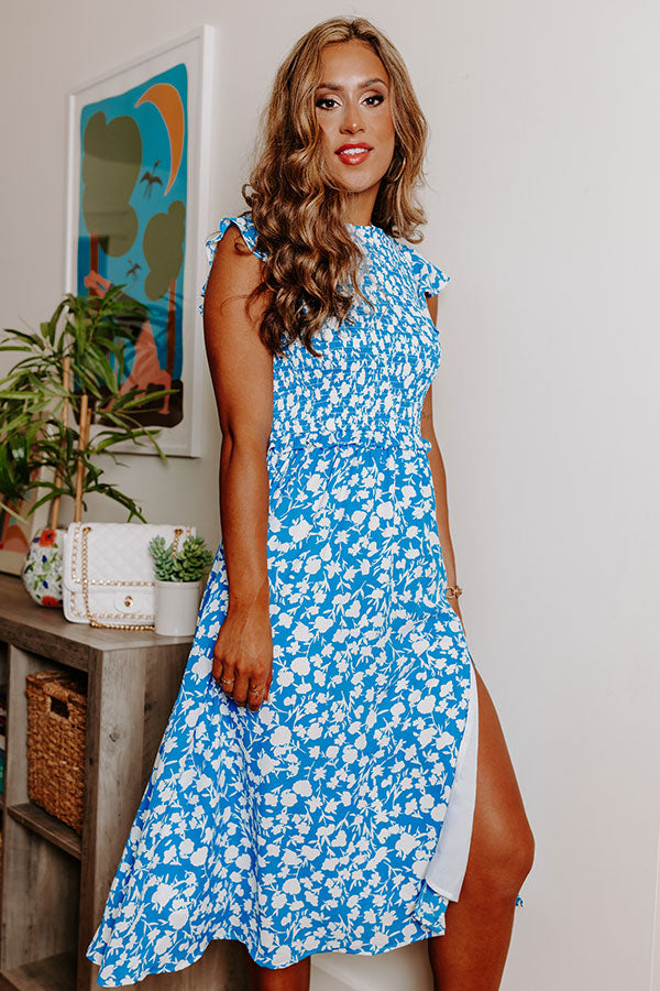Dear Love Floral Midi In Ocean Blue Image - 5