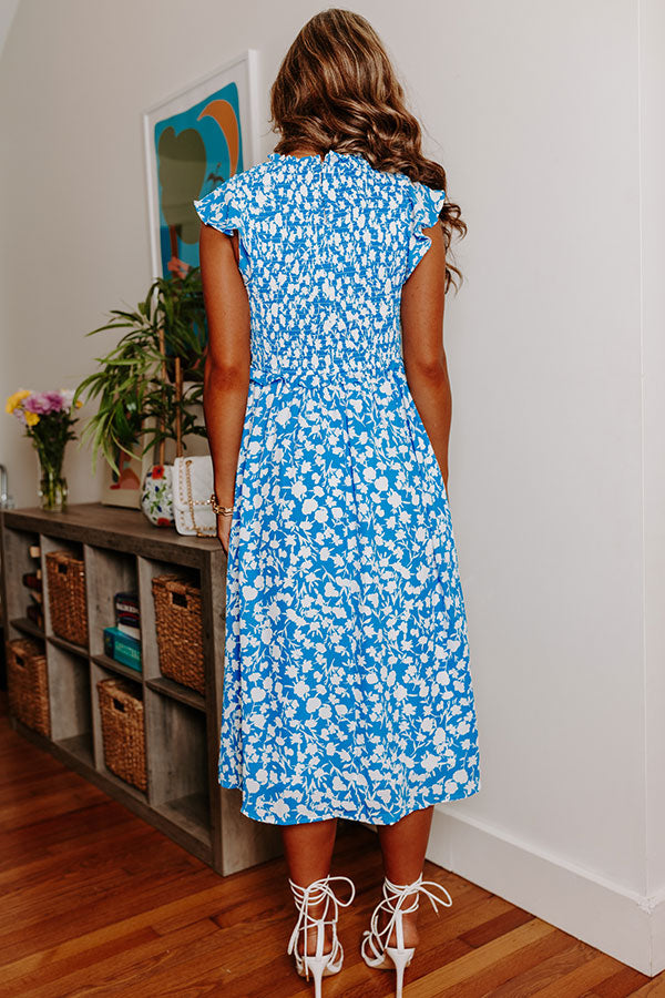 Dear Love Floral Midi In Ocean Blue Image - 4