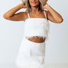 Movie Moment Feather Crop Top In Ivory Image - 1