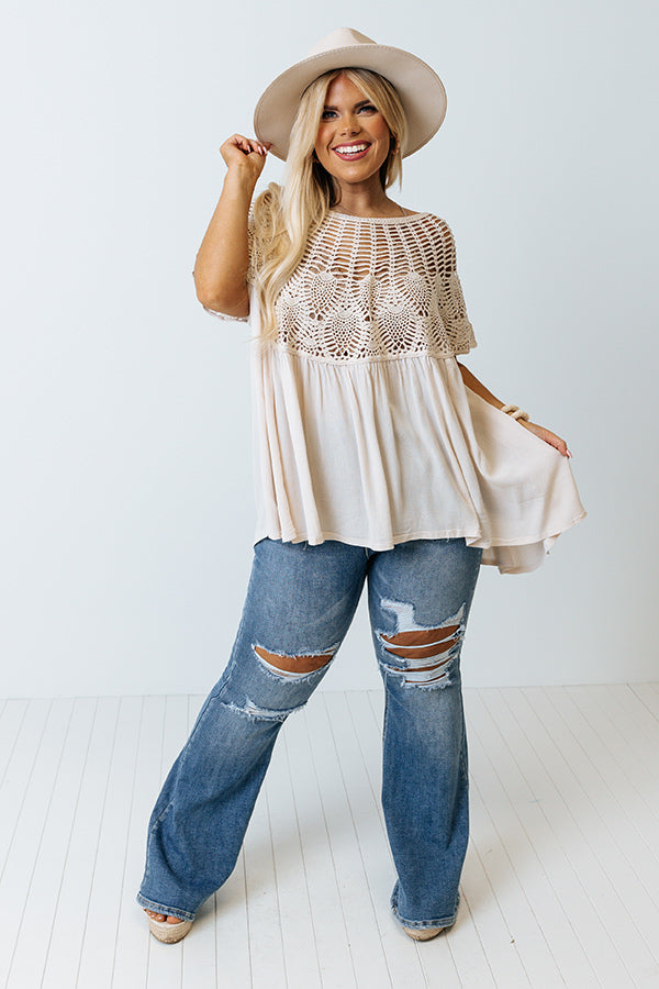 Getting Sun Crochet Shift Top In Cream Image - 3