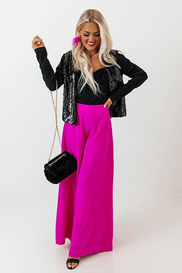Witty Remark High Waist Flare In Hot Pink