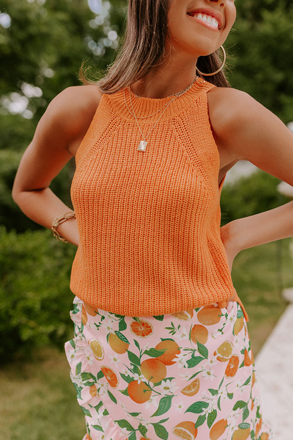 Face The Tide Knit Tank In Orange Image - 3