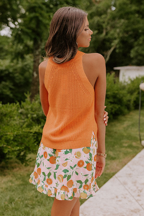 Face The Tide Knit Tank In Orange Image - 5