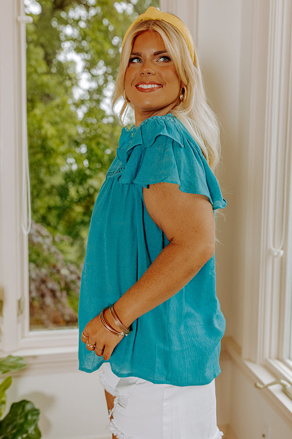 Better Times To Come Shift Top In Turquoise Curves Image - 3