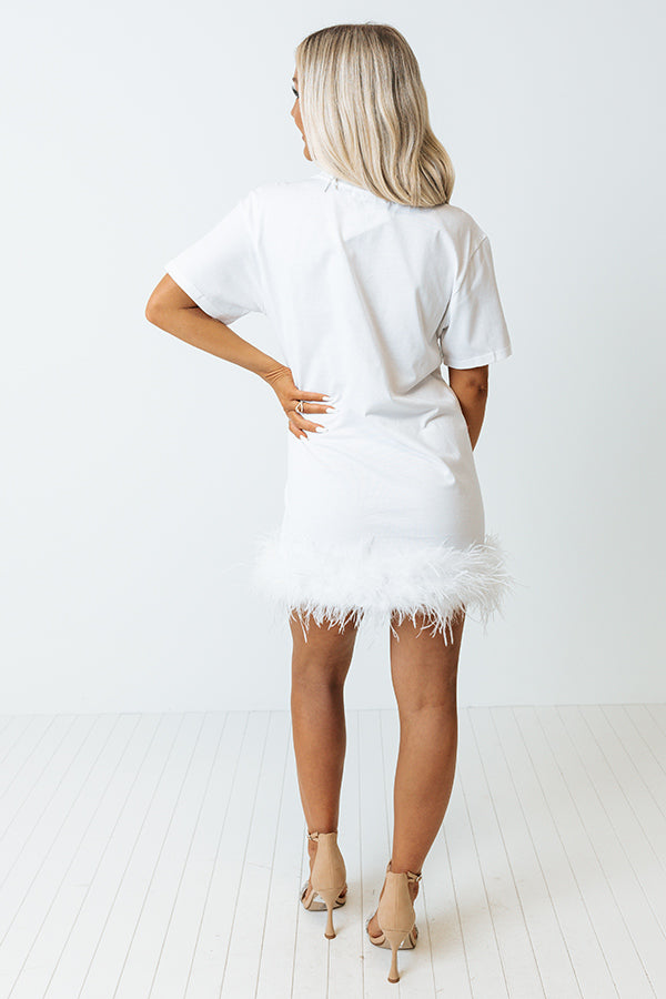 Do It With Pizazz Feather T-Shirt Dress In White Image - 5