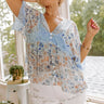 Internet Famous Floral Top In Sky Blue Curves Image - 1