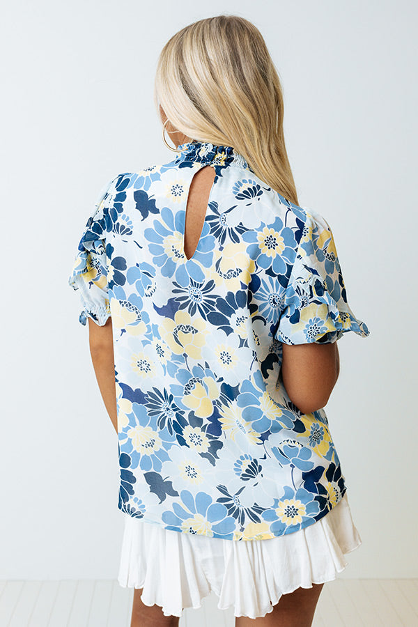 Follow Your Happiness Floral Shift Top In Sky Blue Image - 4