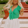 Give You The World Eyelet Top In Green Curves Image - 1