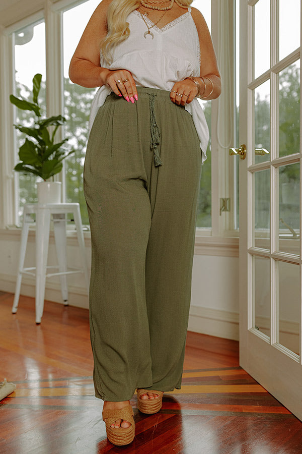 The Compass High Waist Pants In Olive Curves Image - 4