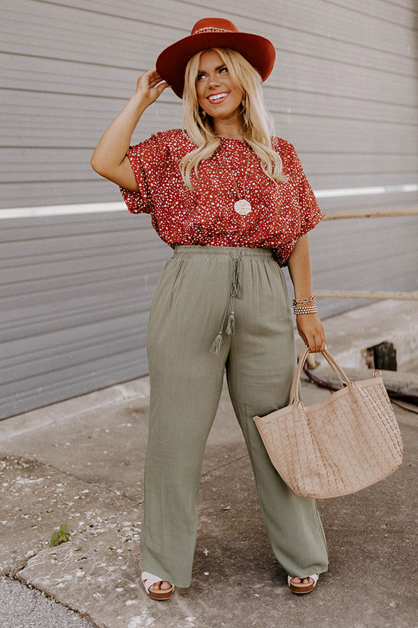 The Compass High Waist Pants In Olive Curves Image - 2