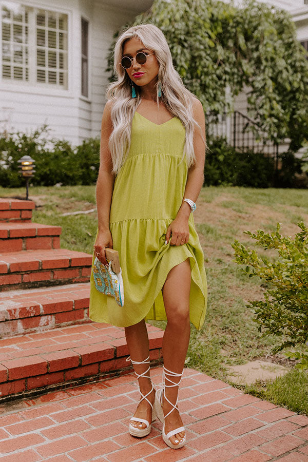 Lucky Day Babydoll Dress In Lime