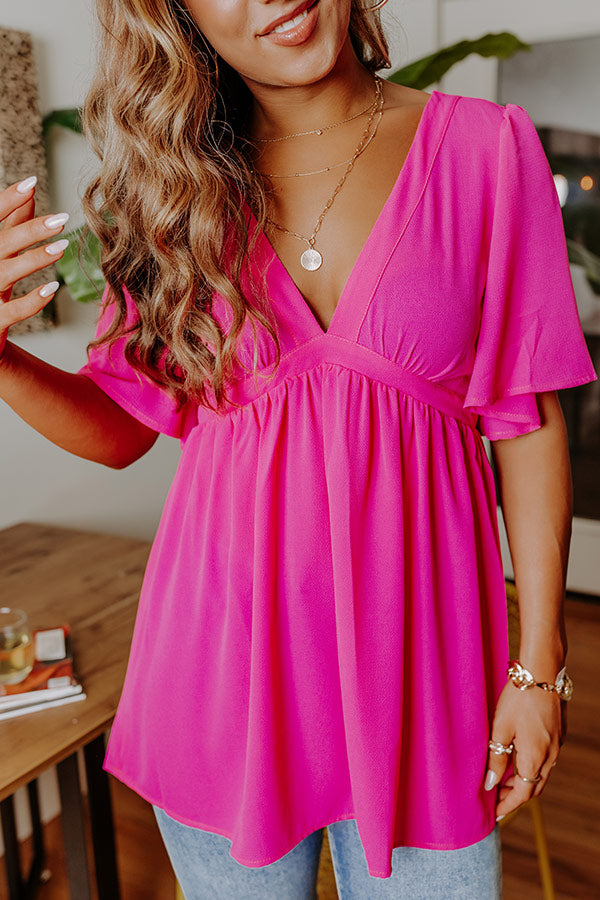 All Of A Sudden Babydoll Top In Fuchsia Image - 2