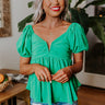 Awaiting Romance Babydoll Top In Kelly Green Image - 1