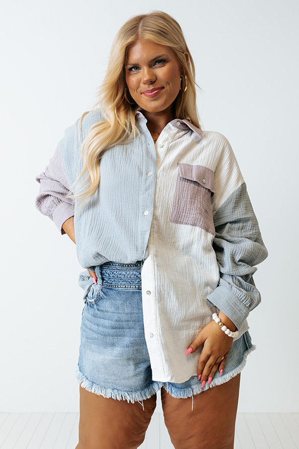 Canyon Bay Colorblock Shift Top In Airy Blue Curves Image - 1