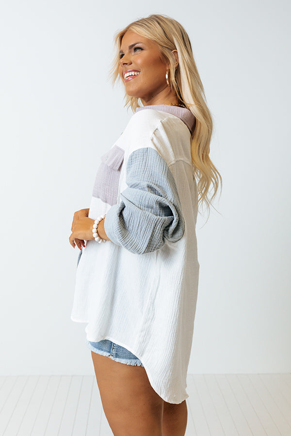 Canyon Bay Colorblock Shift Top In Airy Blue Curves Image - 3