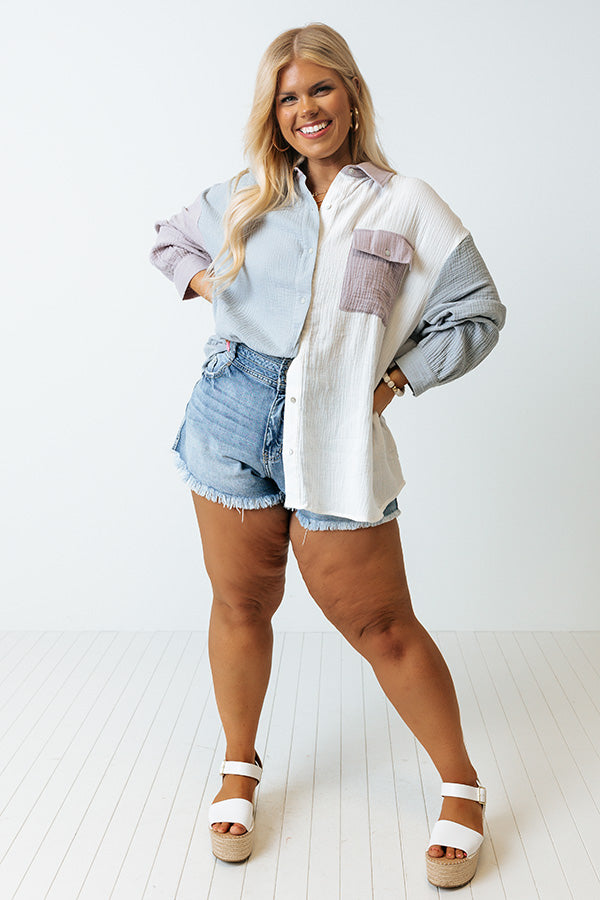 Canyon Bay Colorblock Shift Top In Airy Blue Curves Image - 2