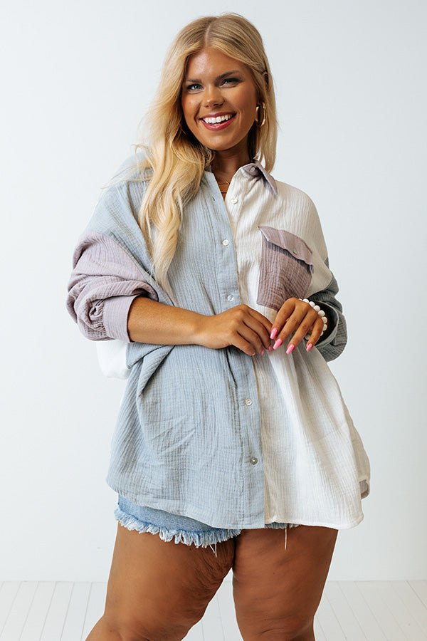 Canyon Bay Colorblock Shift Top In Airy Blue Curves Image - 5