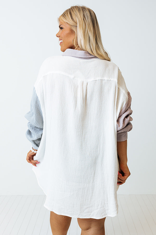 Canyon Bay Colorblock Shift Top In Airy Blue Curves Image - 4